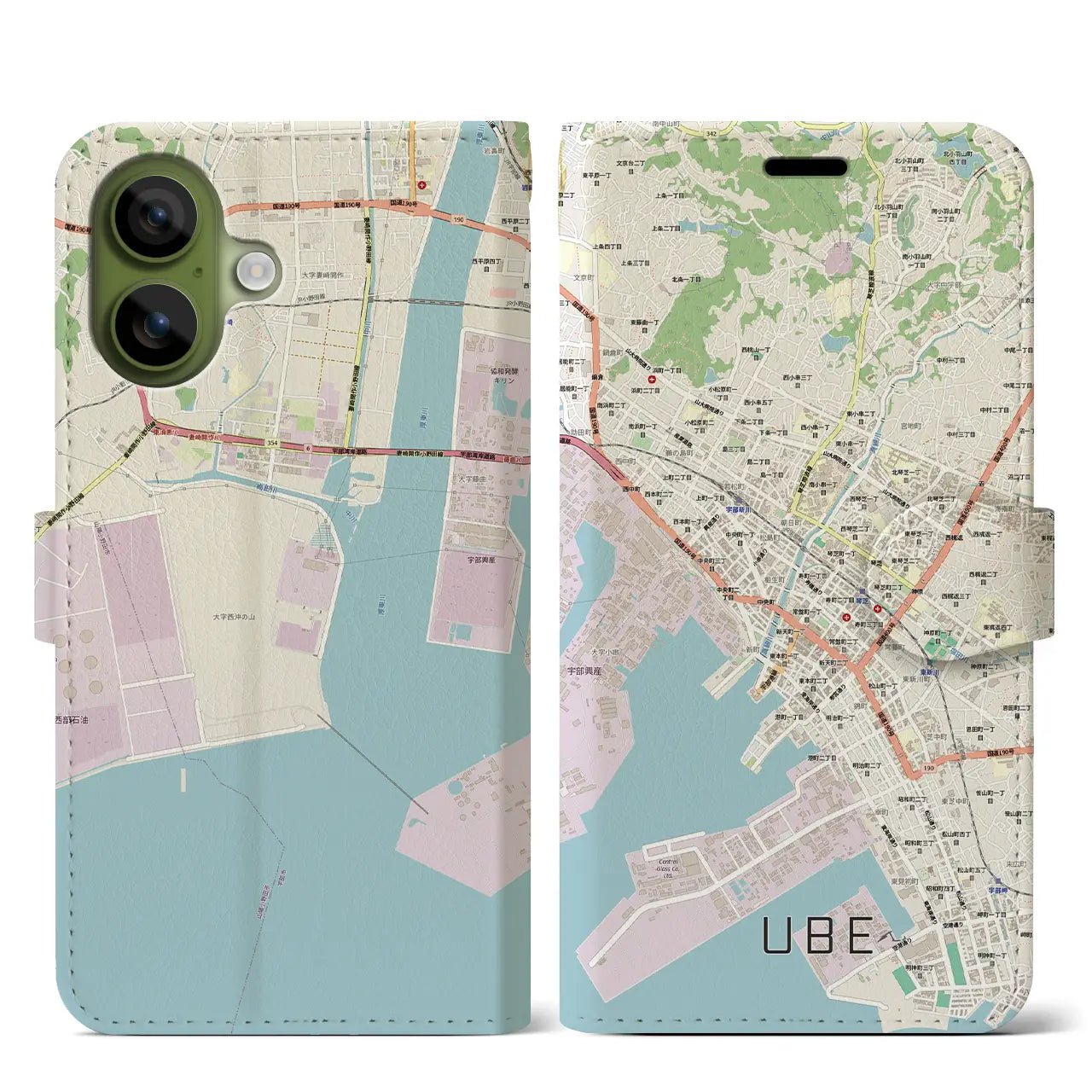 【宇部2（山口県）】地図柄iPhoneケース（手帳タイプ）