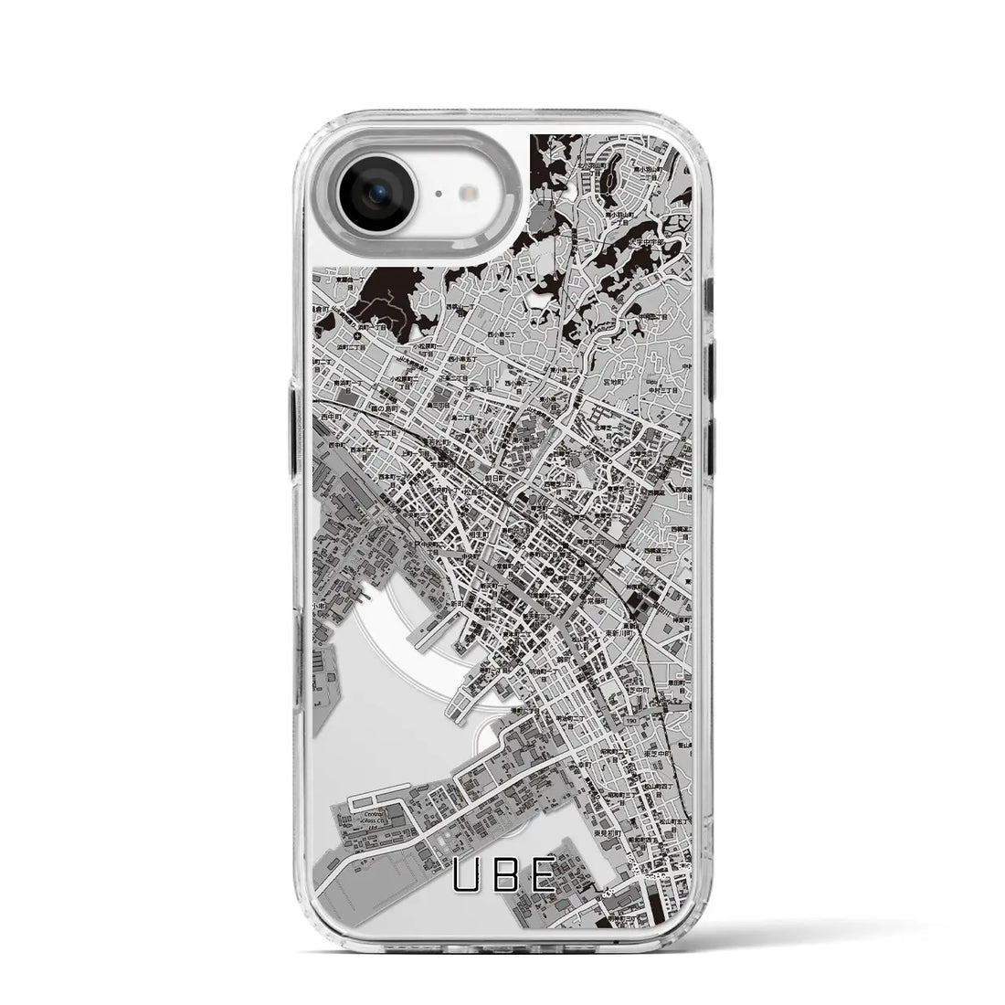 【宇部2(山口県)】地図柄iPhoneケース(MagSafeタイプ)モノトーン・iPhone 16 Pro 用
