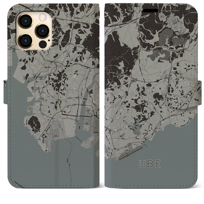 【宇部（山口県）】地図柄iPhoneケース（手帳タイプ）モノトーン・iPhone 12 Pro Max 用