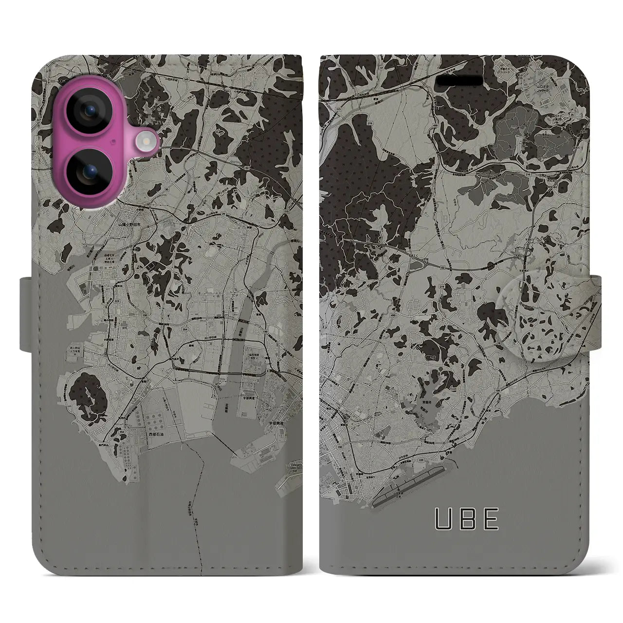 【宇部（山口県）】地図柄iPhoneケース（手帳タイプ）