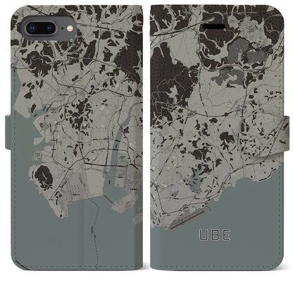 【宇部（山口県）】地図柄iPhoneケース（手帳タイプ）モノトーン・iPhone 8Plus /7Plus / 6sPlus / 6Plus 用