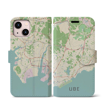 【宇部（山口県）】地図柄iPhoneケース（手帳タイプ）ナチュラル・iPhone 13 mini 用