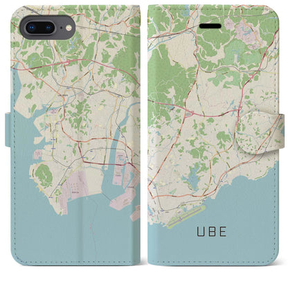 【宇部（山口県）】地図柄iPhoneケース（手帳タイプ）ナチュラル・iPhone 8Plus /7Plus / 6sPlus / 6Plus 用