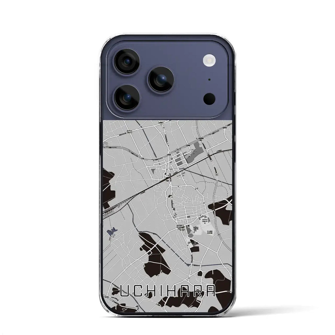 【内原（茨城県）】地図柄iPhoneケース（クリアタイプ）モノトーン・iPhone 17 Pro Max 用