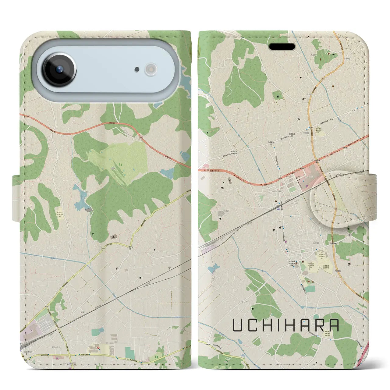 【内原（茨城県）】地図柄iPhoneケース（手帳タイプ）