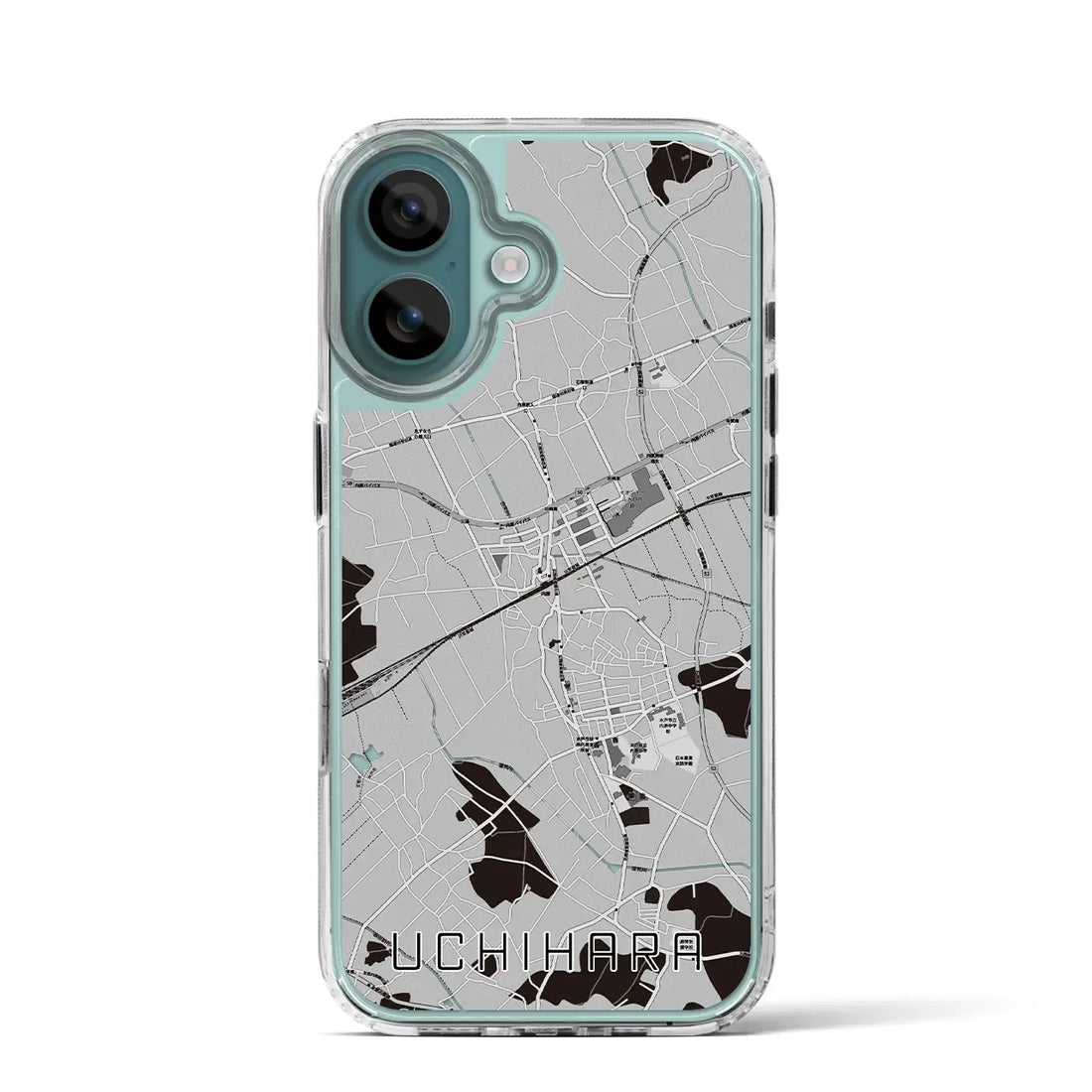 【内原（茨城県）】地図柄iPhoneケース（MagSafeタイプ）モノトーン・iPhone 16 Pro 用