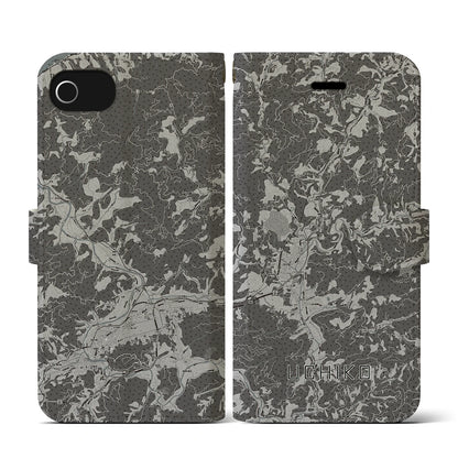 【内子（愛媛県）】地図柄iPhoneケース（手帳タイプ）モノトーン・iPhone SE（第3 / 第2世代） / 8 / 7 / 6s / 6 用