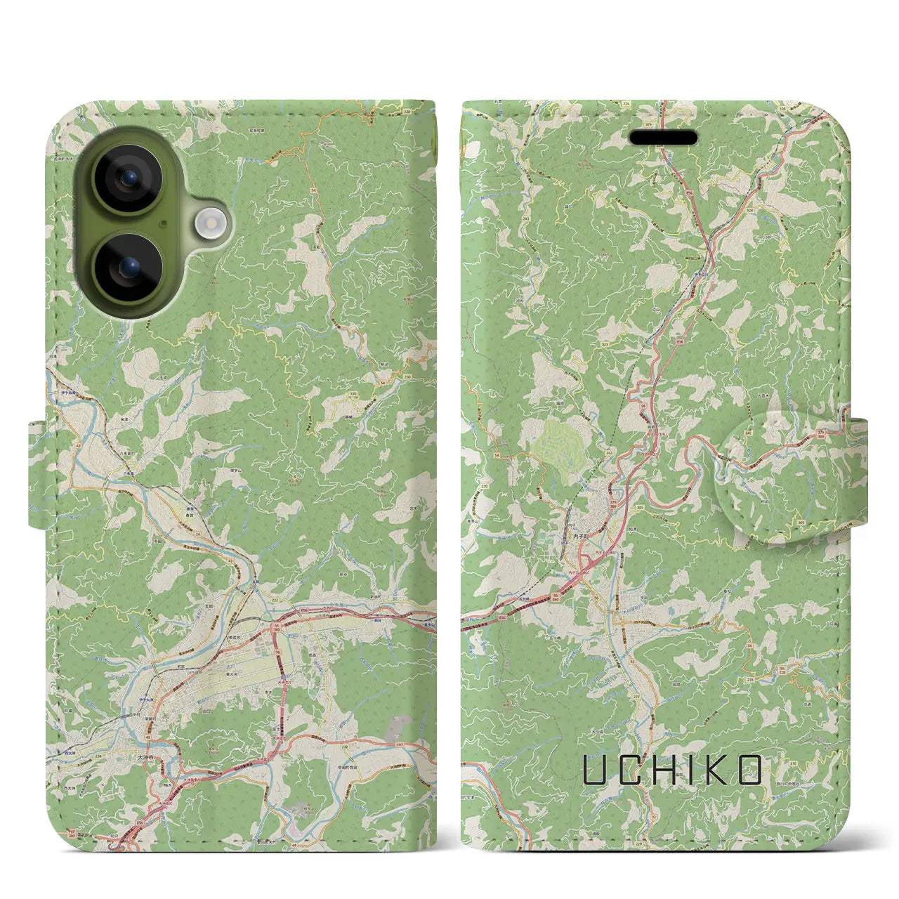 【内子（愛媛県）】地図柄iPhoneケース（手帳タイプ）