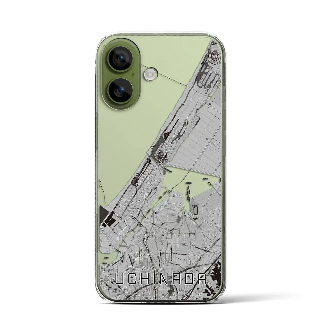 【内灘（石川県）】地図柄iPhoneケース（クリアタイプ）モノトーン・iPhone 17 Pro Max 用