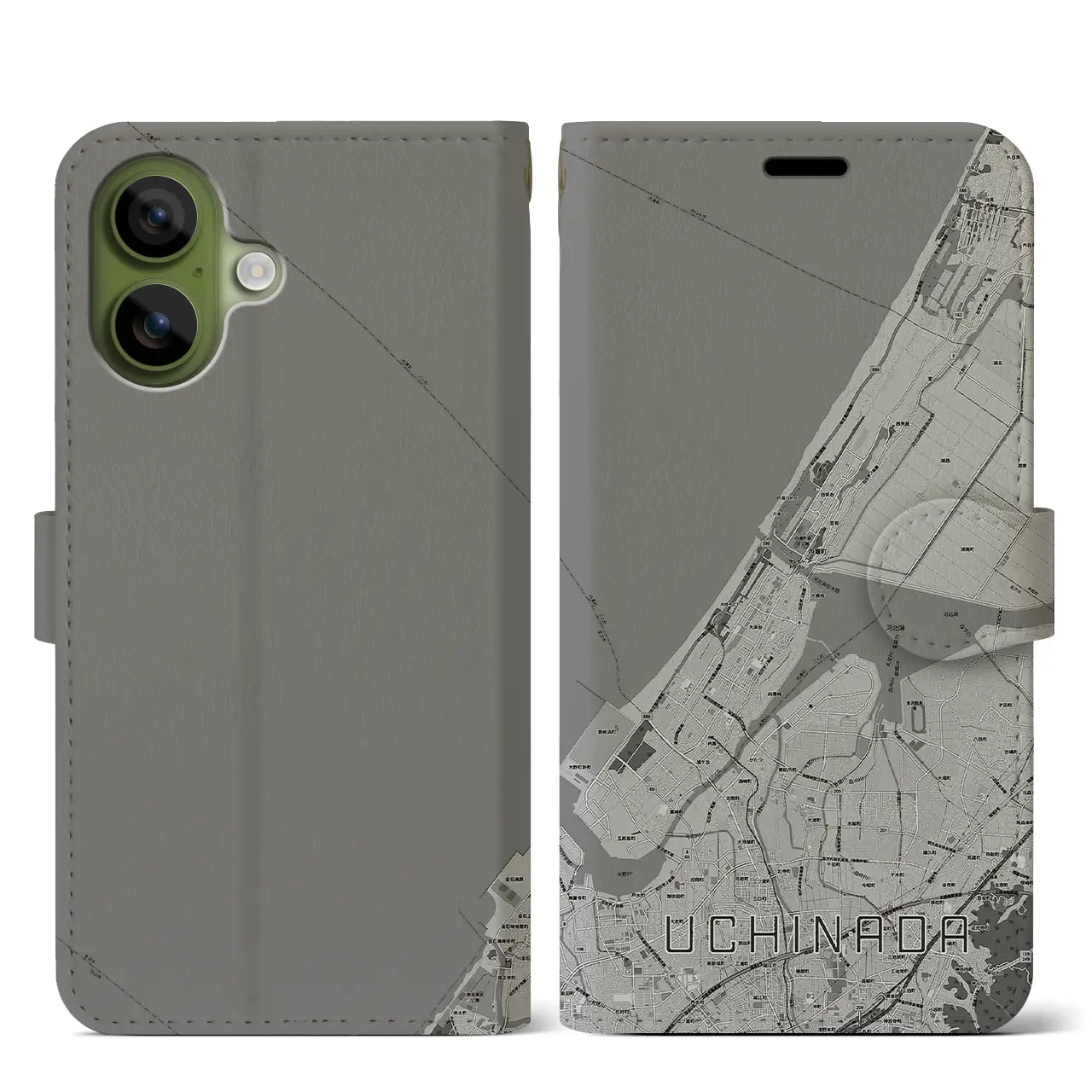 【内灘（石川県）】地図柄iPhoneケース（手帳タイプ）