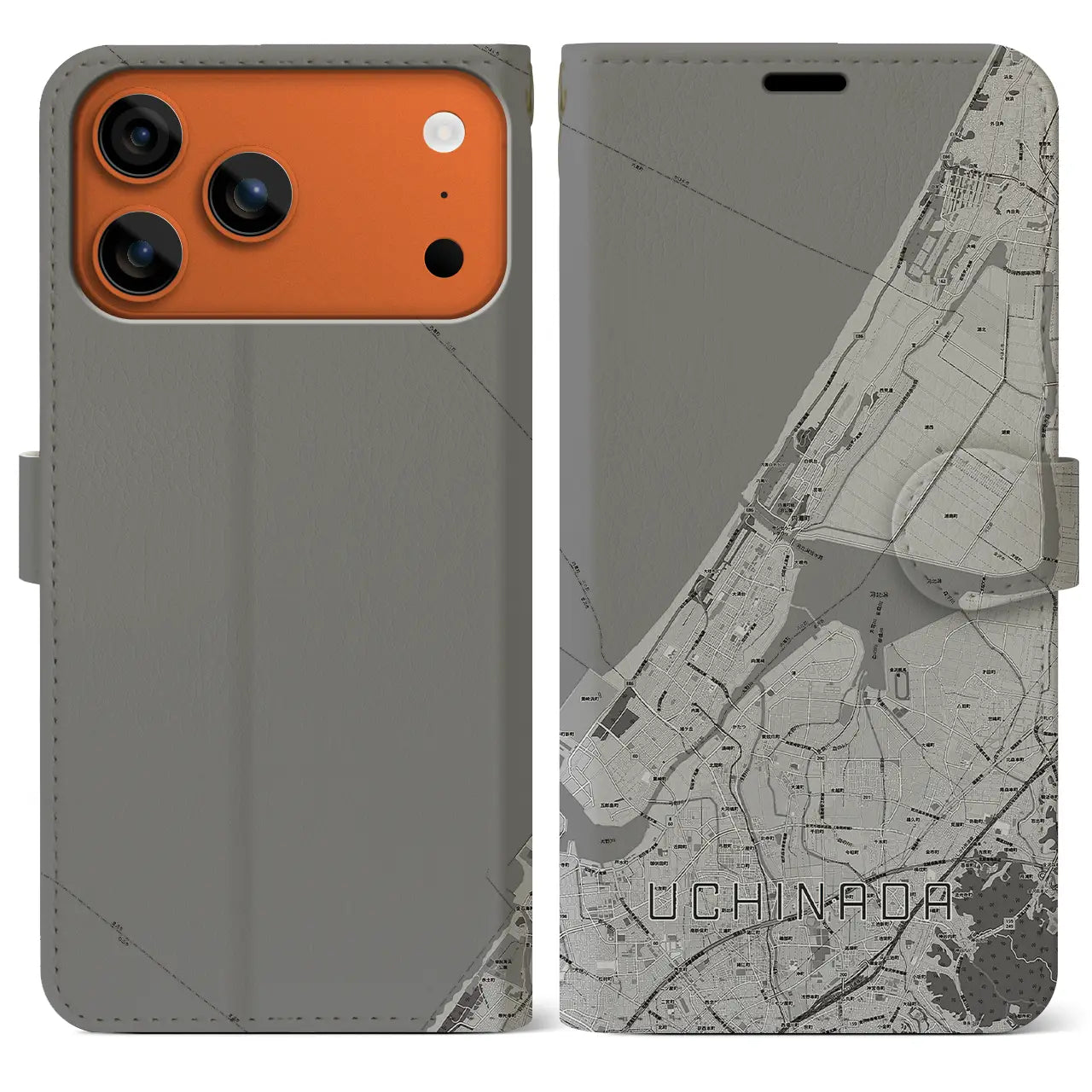 【内灘（石川県）】地図柄iPhoneケース（手帳タイプ）