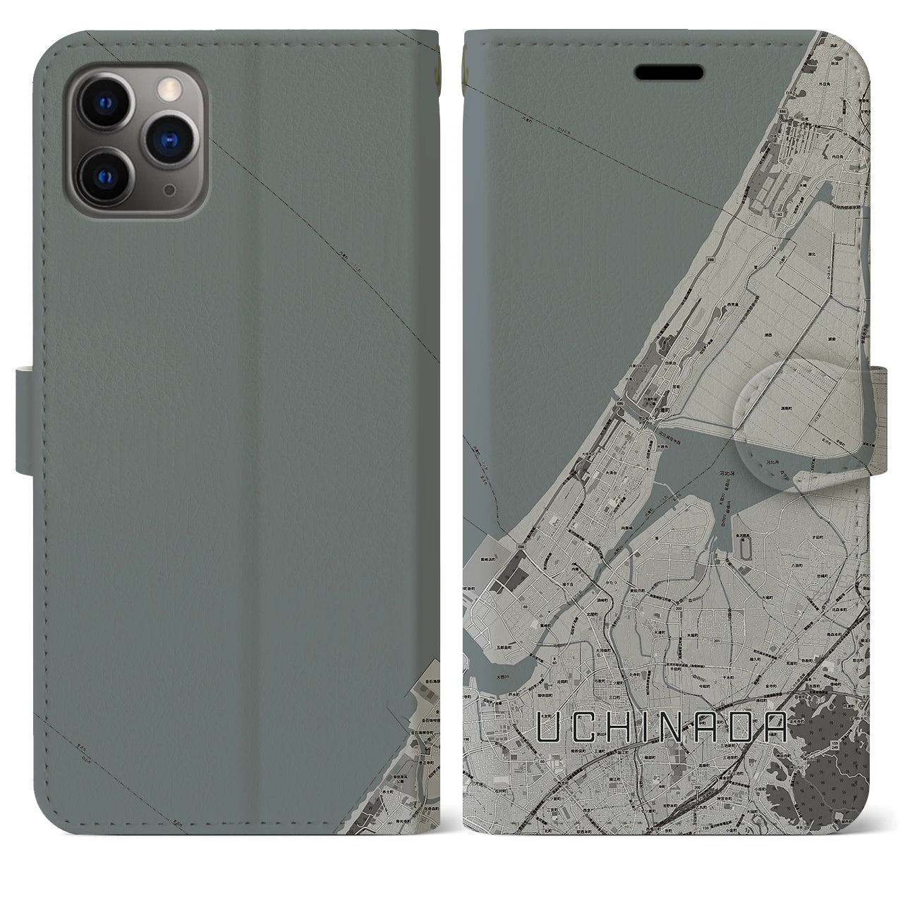 【内灘（石川県）】地図柄iPhoneケース（手帳タイプ）