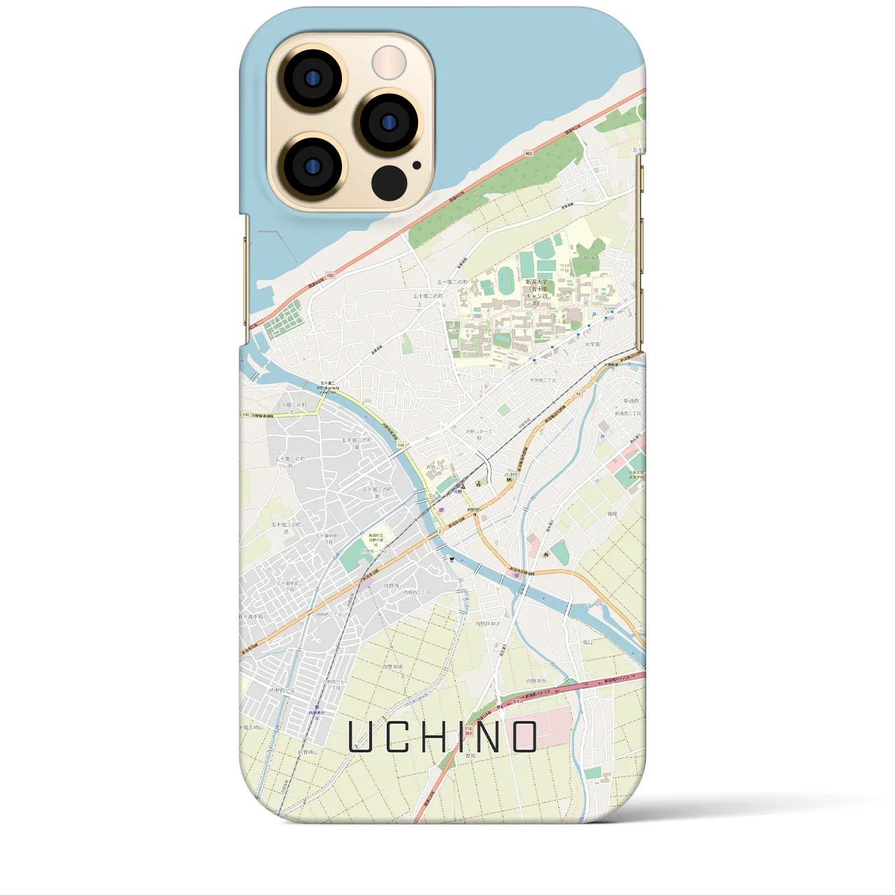 【内野（新潟県）】地図柄iPhoneケース（バックカバータイプ）