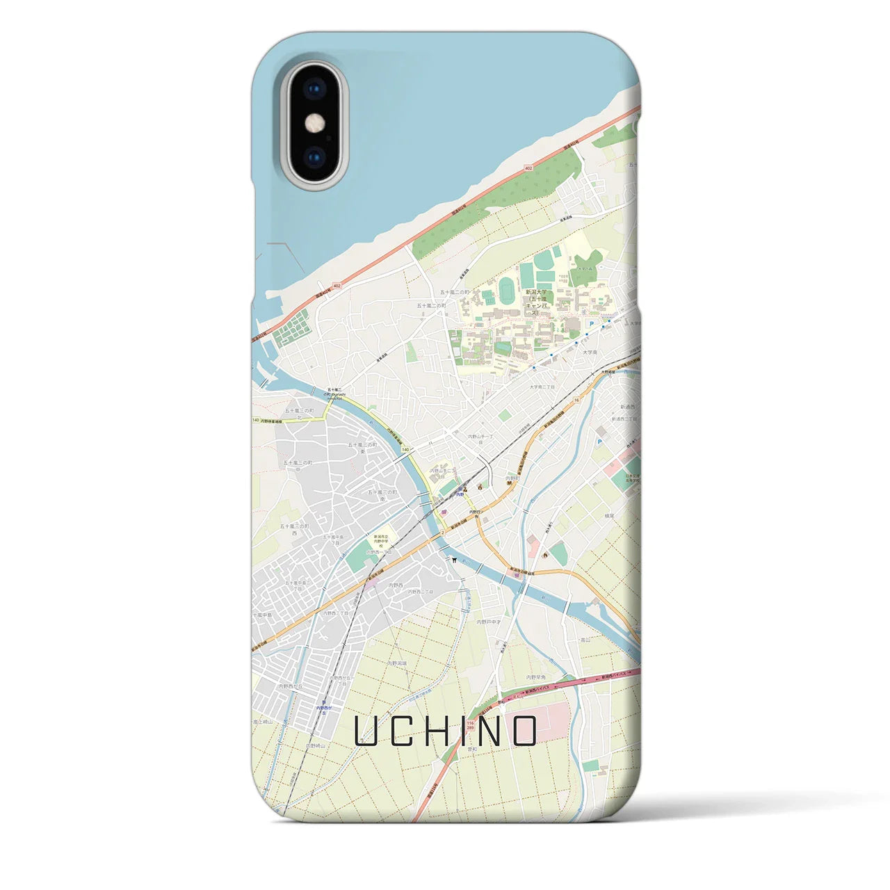 【内野（新潟県）】地図柄iPhoneケース（バックカバータイプ）