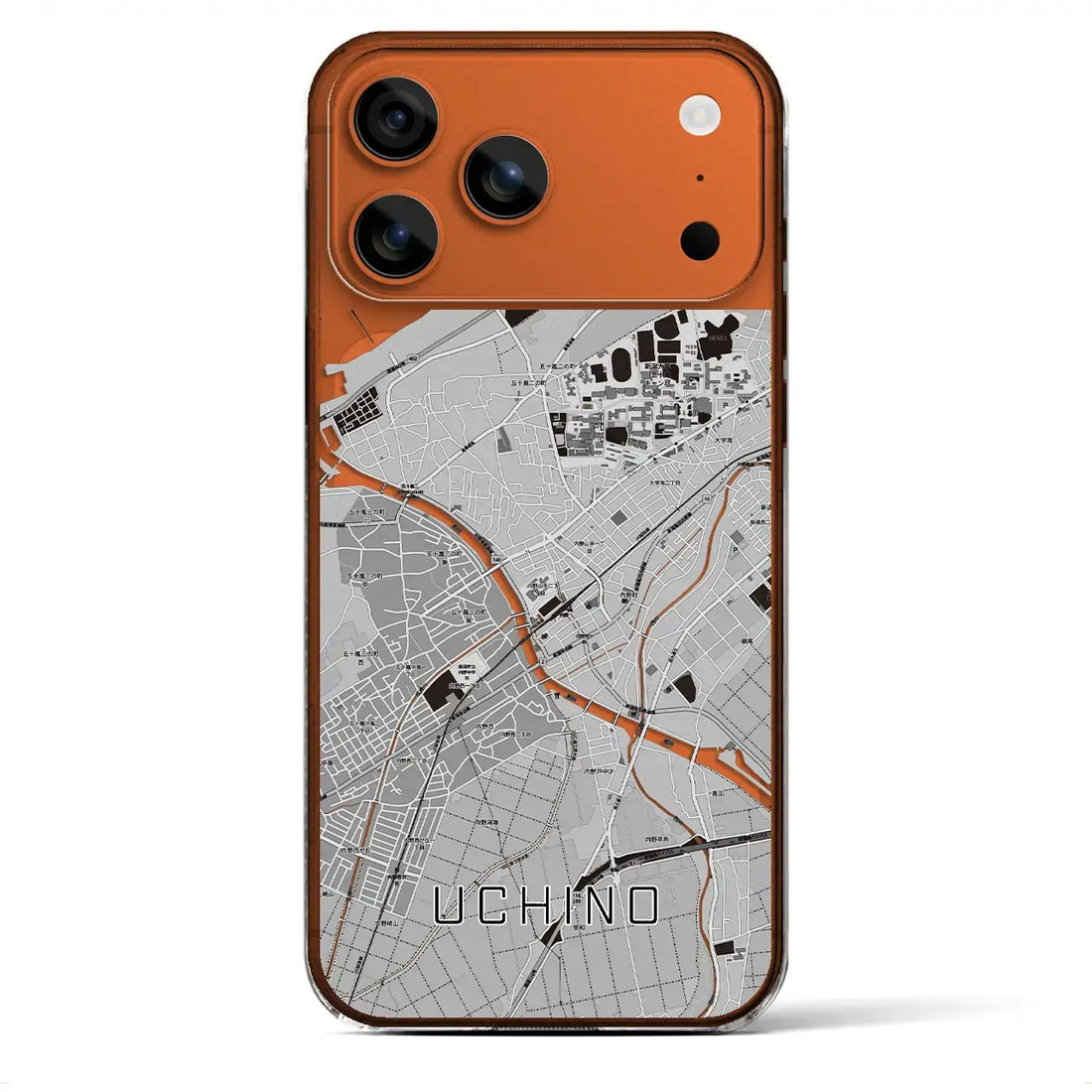 【内野（新潟県）】地図柄iPhoneケース（クリアタイプ）モノトーン・iPhone 17 Pro Max 用