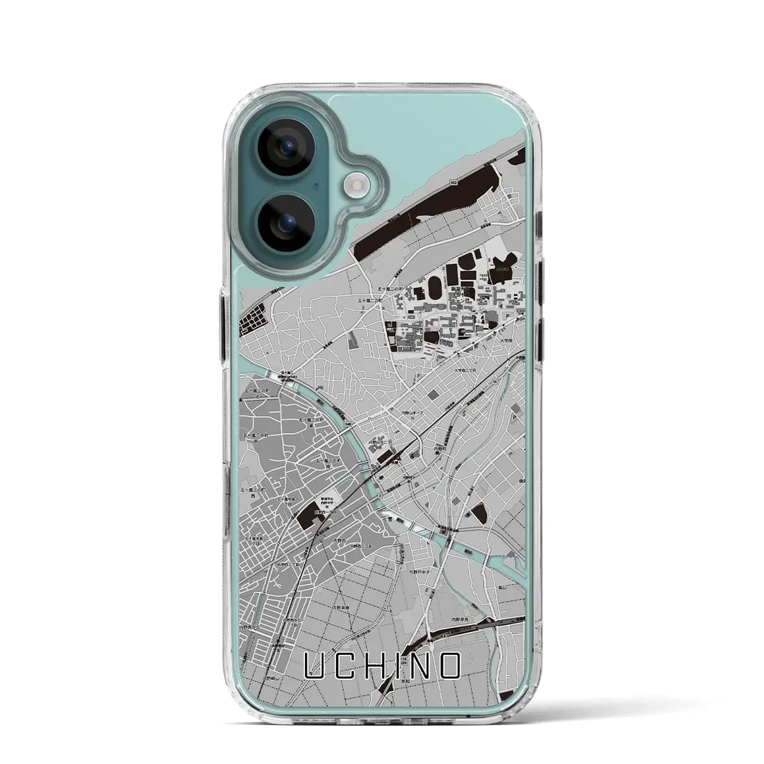 【内野（新潟県）】地図柄iPhoneケース（MagSafeタイプ）モノトーン・iPhone 16 Pro 用