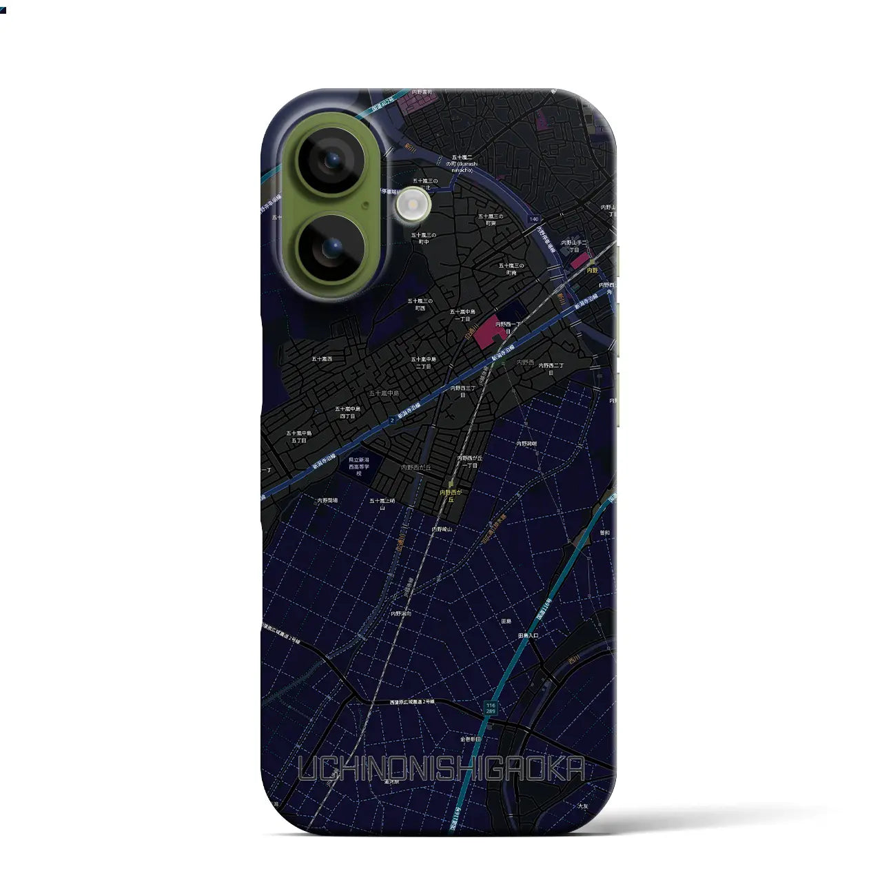 【内野西が丘（新潟県）】地図柄iPhoneケース（バックカバータイプ）