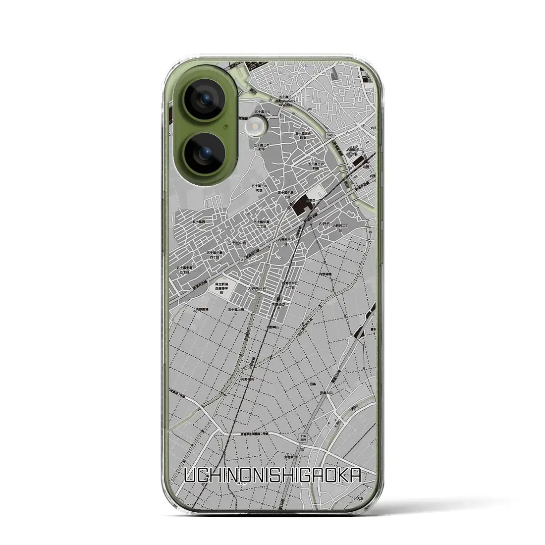 【内野西が丘（新潟県）】地図柄iPhoneケース（クリアタイプ）モノトーン・iPhone 17 Pro Max 用