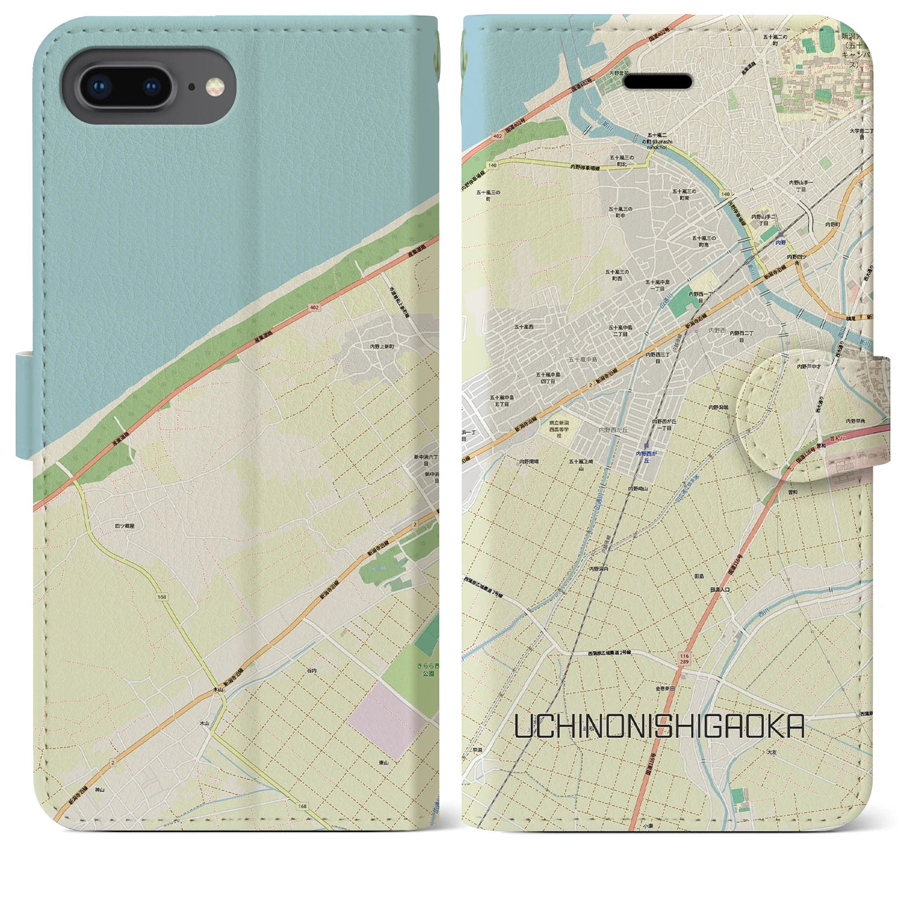 【内野西が丘（新潟県）】地図柄iPhoneケース（手帳タイプ）