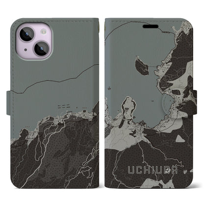 【内浦（静岡県）】地図柄iPhoneケース（手帳タイプ）モノトーン・iPhone 14 用