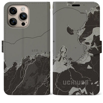 【内浦（静岡県）】地図柄iPhoneケース（手帳タイプ）モノトーン・iPhone 16 Plus 用