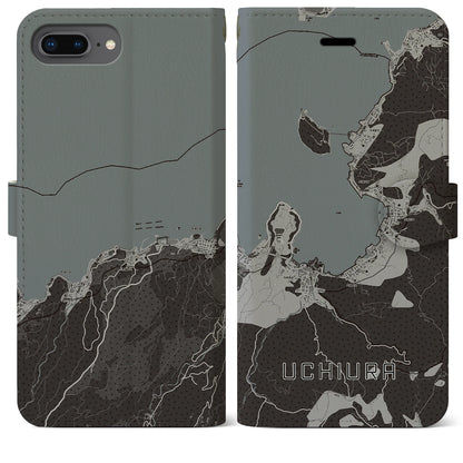 【内浦（静岡県）】地図柄iPhoneケース（手帳タイプ）モノトーン・iPhone 8Plus /7Plus / 6sPlus / 6Plus 用