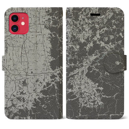 【宇陀（奈良県）】地図柄iPhoneケース（手帳タイプ）モノトーン・iPhone 11 用