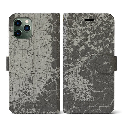 【宇陀（奈良県）】地図柄iPhoneケース（手帳タイプ）モノトーン・iPhone 11 Pro 用