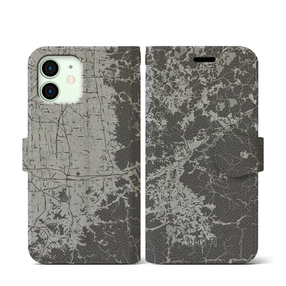 【宇陀（奈良県）】地図柄iPhoneケース（手帳タイプ）モノトーン・iPhone 12 mini 用