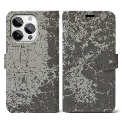 【宇陀（奈良県）】地図柄iPhoneケース（手帳タイプ）モノトーン・iPhone 14 Pro 用