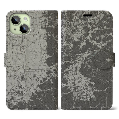 【宇陀（奈良県）】地図柄iPhoneケース（手帳タイプ）モノトーン・iPhone 15 用