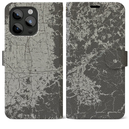 【宇陀（奈良県）】地図柄iPhoneケース（手帳タイプ）モノトーン・iPhone 15 Pro Max 用
