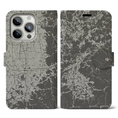 【宇陀（奈良県）】地図柄iPhoneケース（手帳タイプ）モノトーン・iPhone 15 Pro 用