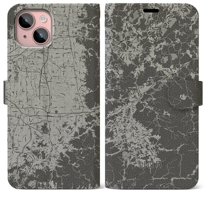 【宇陀（奈良県）】地図柄iPhoneケース（手帳タイプ）モノトーン・iPhone 15 Plus 用
