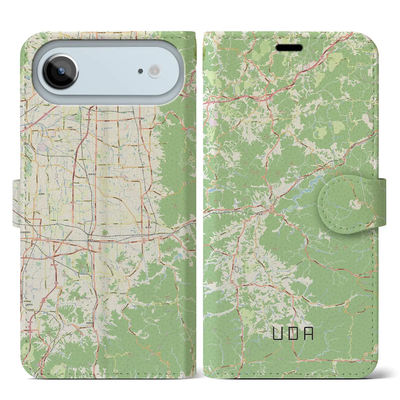 【宇陀（奈良県）】地図柄iPhoneケース（手帳タイプ）ナチュラル・iPhone 17 Pro Max 用