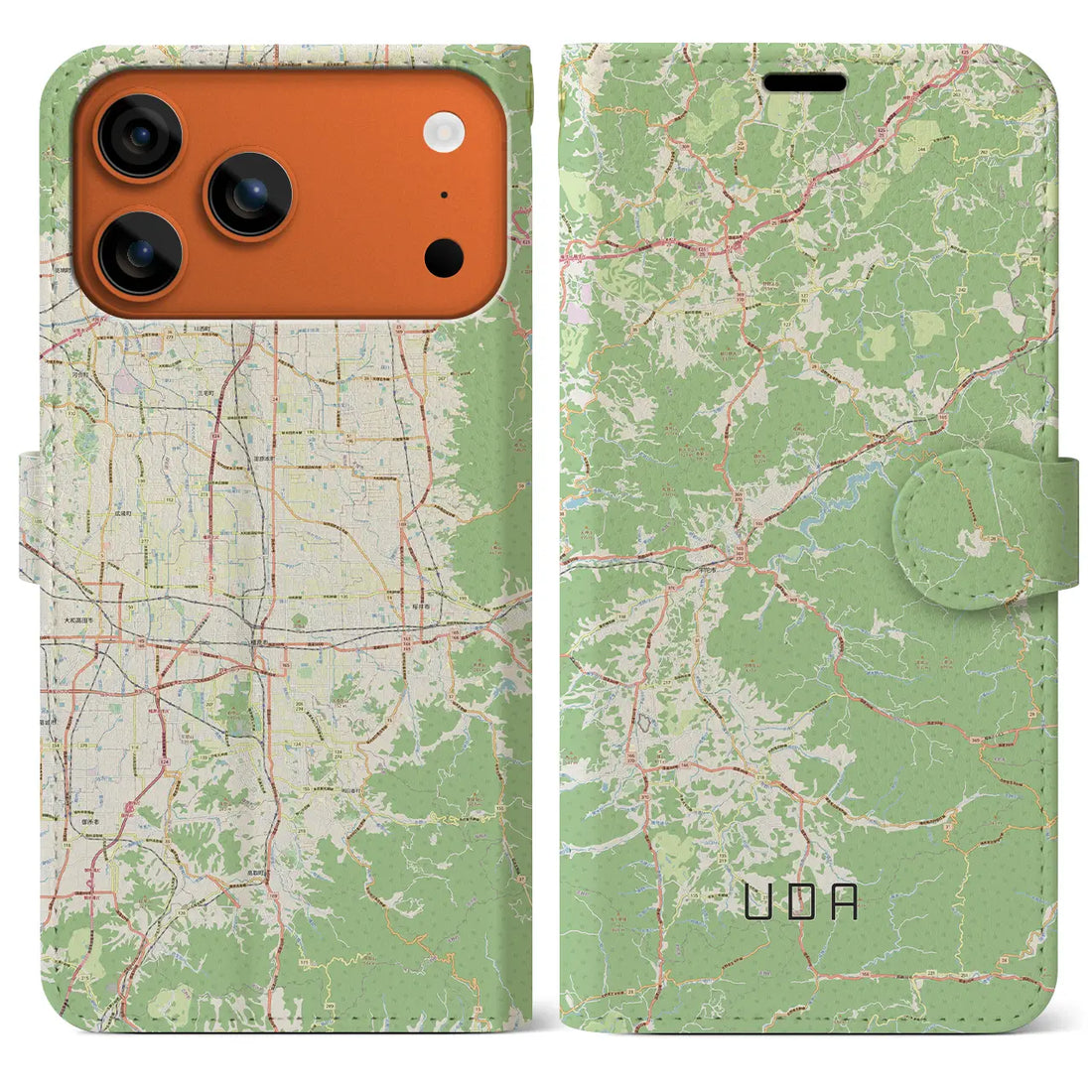 【宇陀(奈良県)】地図柄iPhoneケース(手帳タイプ)モノトーン・iPhone 17 Pro Max 用