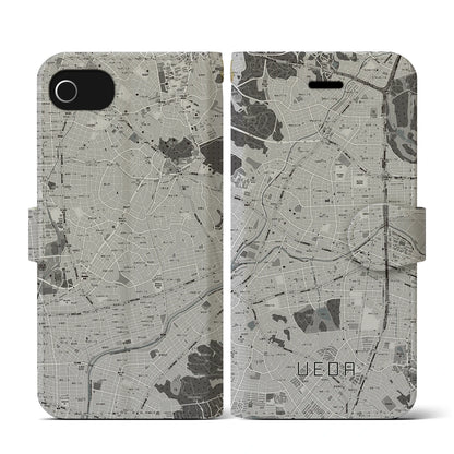 【植田（愛知県）】地図柄iPhoneケース（手帳タイプ）モノトーン・iPhone SE（第3 / 第2世代） / 8 / 7 / 6s / 6 用