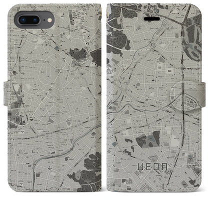 【植田（愛知県）】地図柄iPhoneケース（手帳タイプ）モノトーン・iPhone 8Plus /7Plus / 6sPlus / 6Plus 用