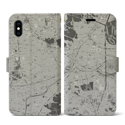 【植田（愛知県）】地図柄iPhoneケース（手帳タイプ）モノトーン・iPhone XS / X 用