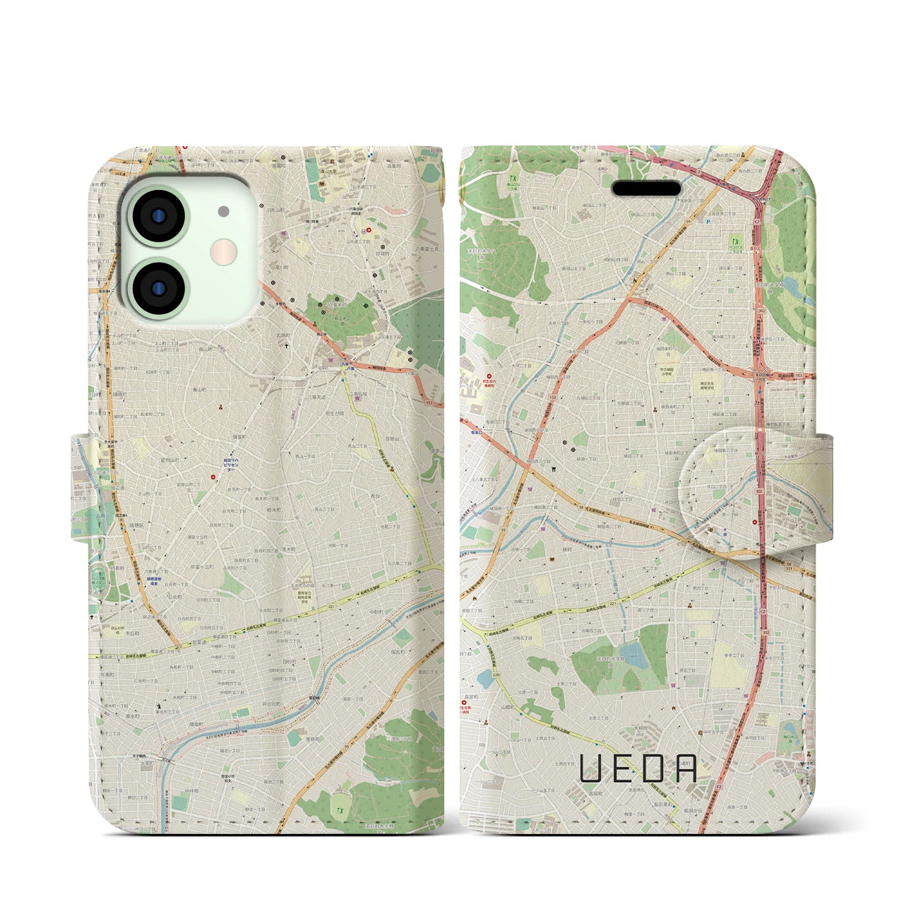 【植田（愛知県）】地図柄iPhoneケース（手帳タイプ）