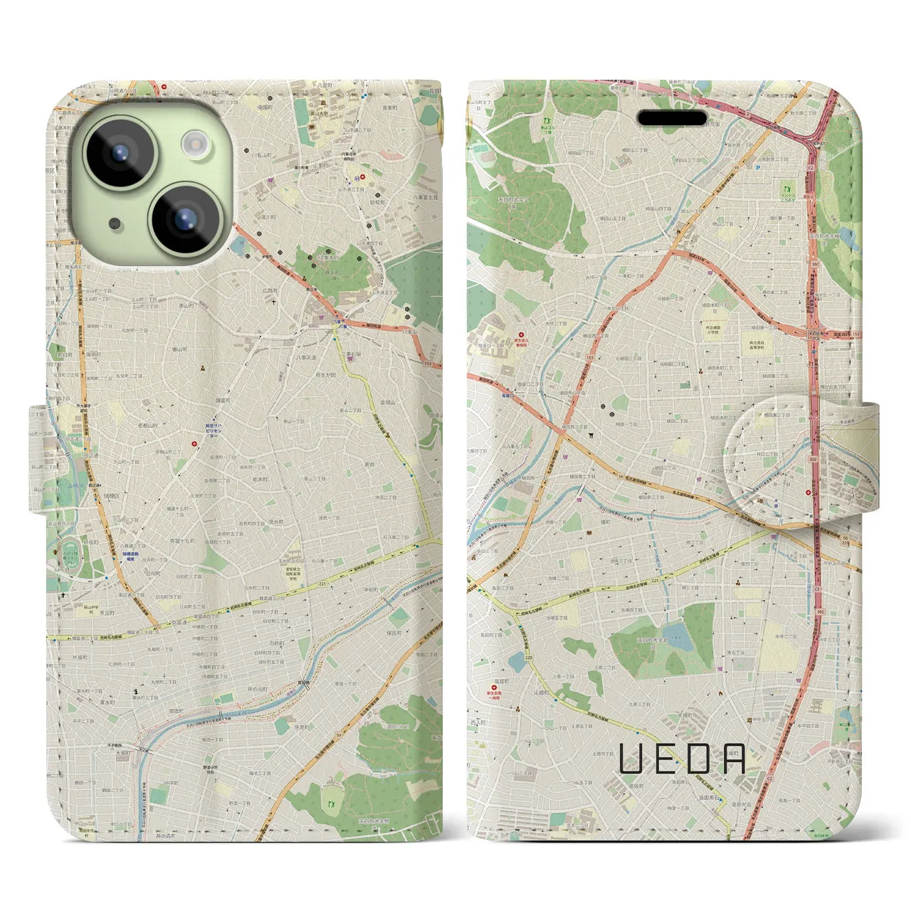 【植田（愛知県）】地図柄iPhoneケース（手帳タイプ）