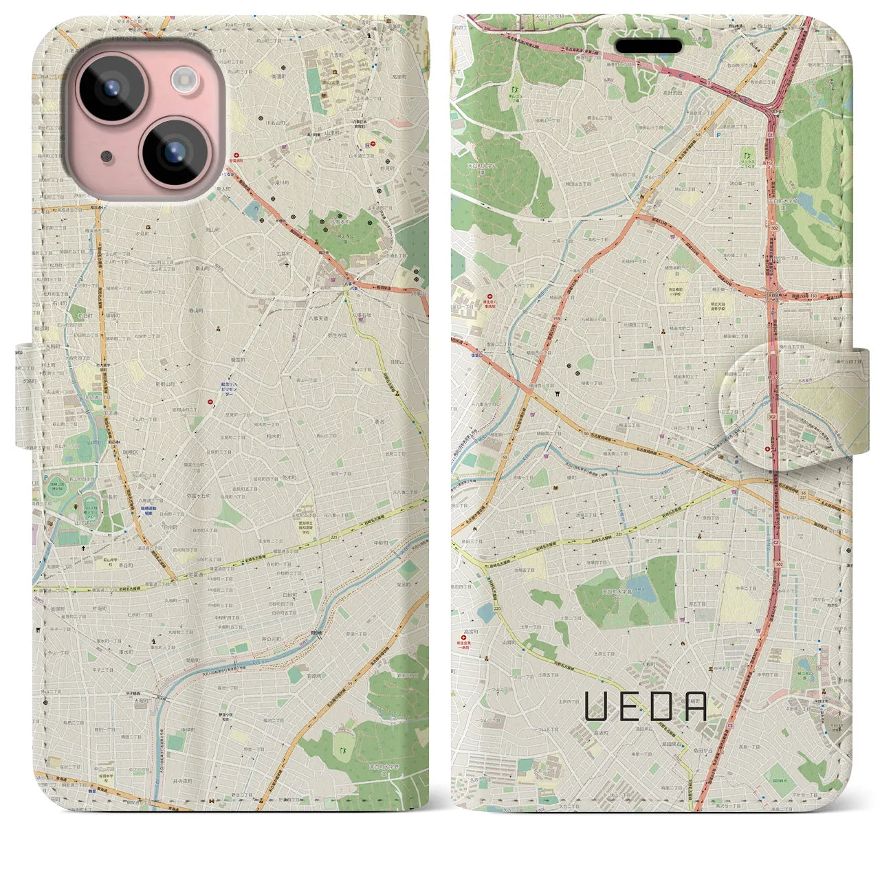 【植田（愛知県）】地図柄iPhoneケース（手帳タイプ）