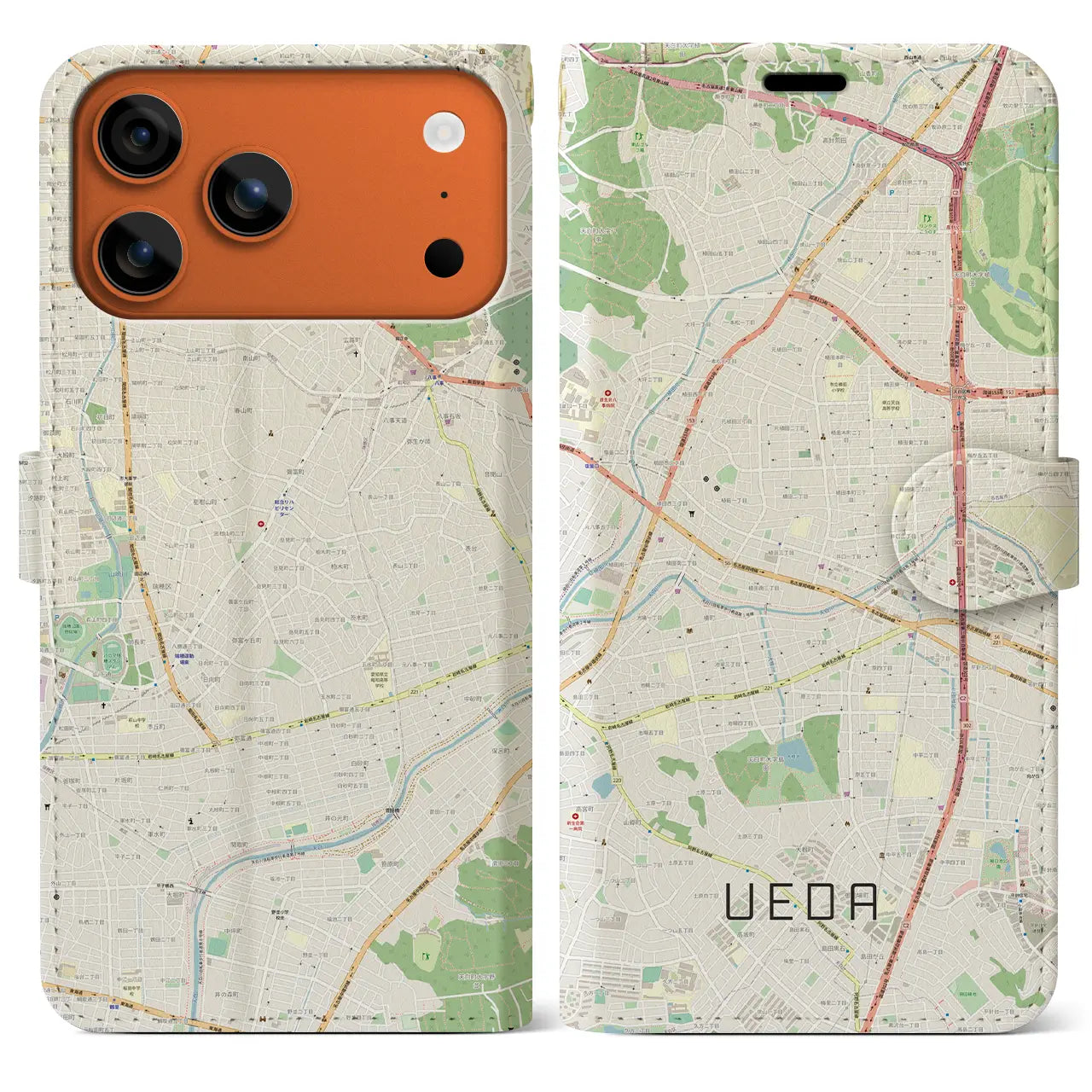 【植田（愛知県）】地図柄iPhoneケース（手帳タイプ）