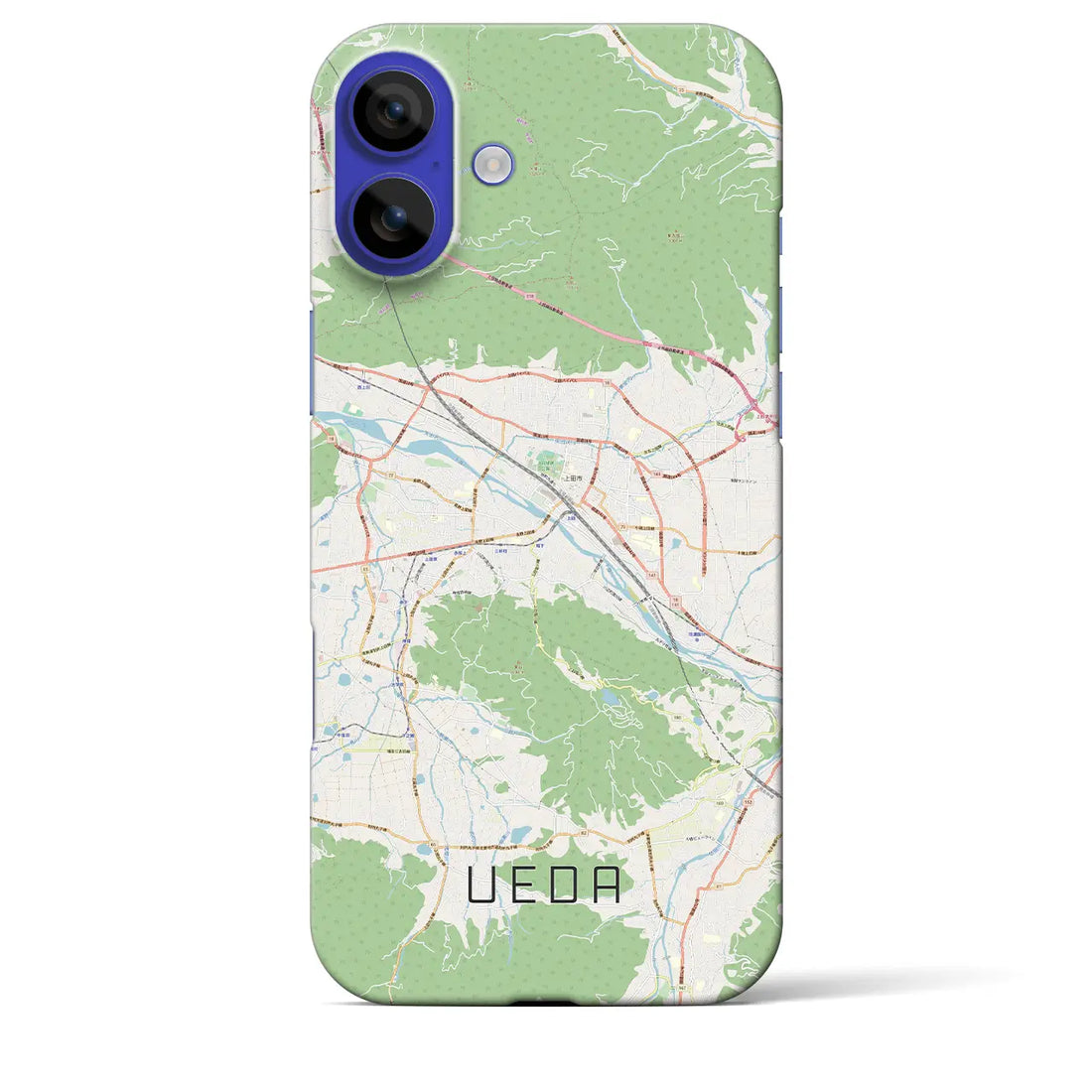【上田(長野県)】地図柄iPhoneケース(バックカバータイプ)ナチュラル・iPhone 16 Pro Max 用