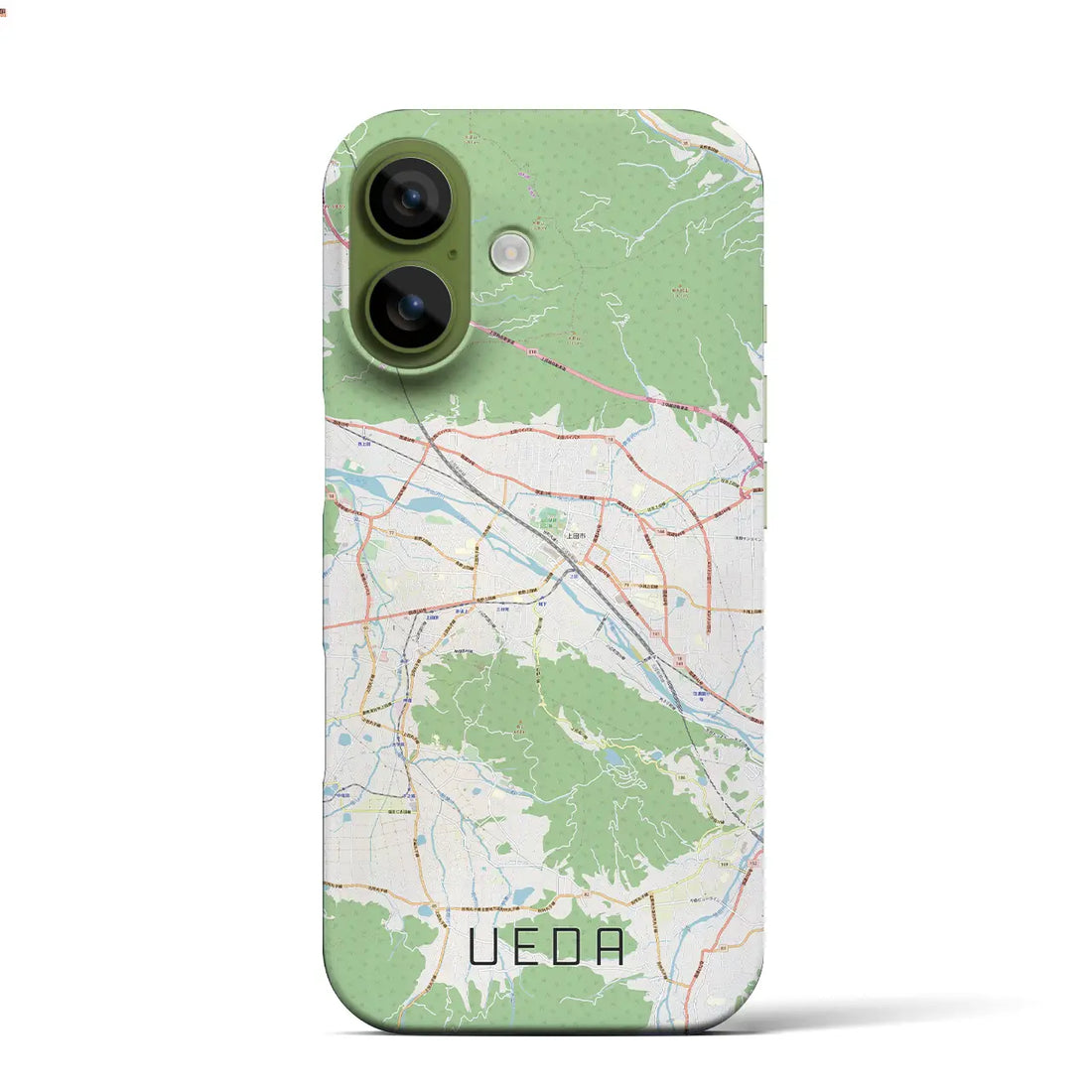 【上田（長野県）】地図柄iPhoneケース（バックカバータイプ）ブラック・iPhone 17 Pro Max 用