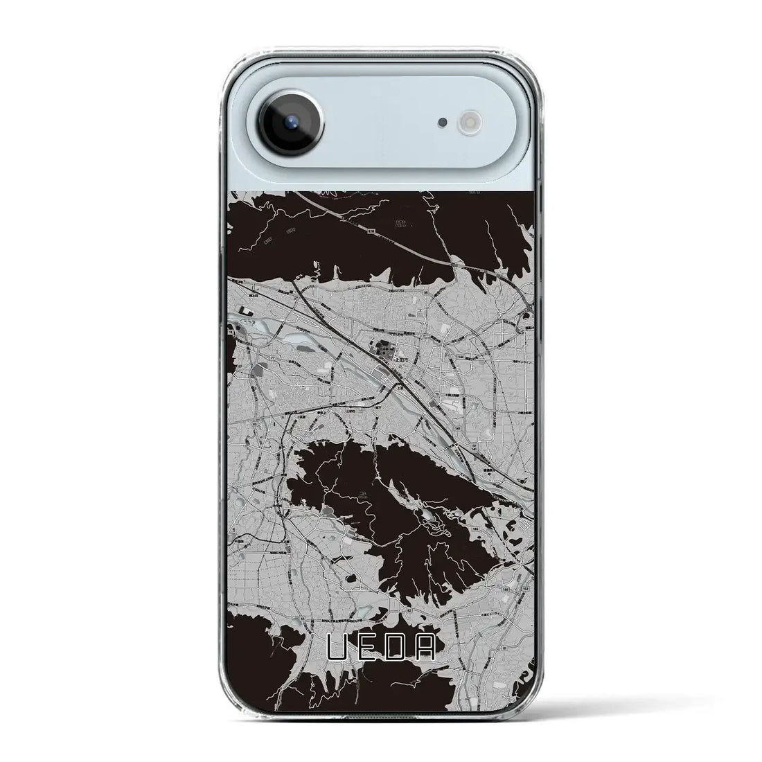 【上田（長野県）】地図柄iPhoneケース（クリアタイプ）モノトーン・iPhone 17 Pro Max 用