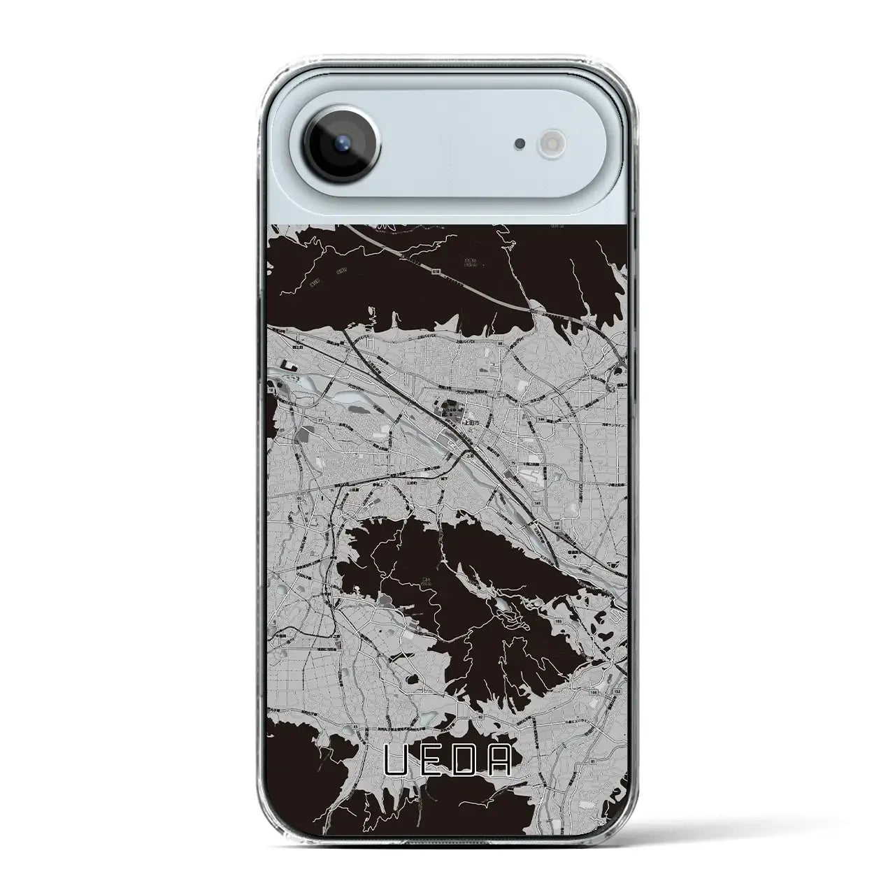 【上田（長野県）】地図柄iPhoneケース（クリアタイプ）モノトーン・iPhone 17 Pro Max 用