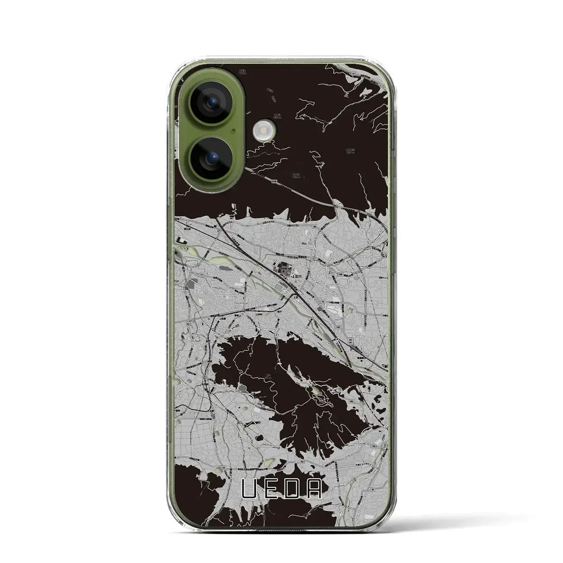 【上田（長野県）】地図柄iPhoneケース（クリアタイプ）モノトーン・iPhone 17 Pro Max 用