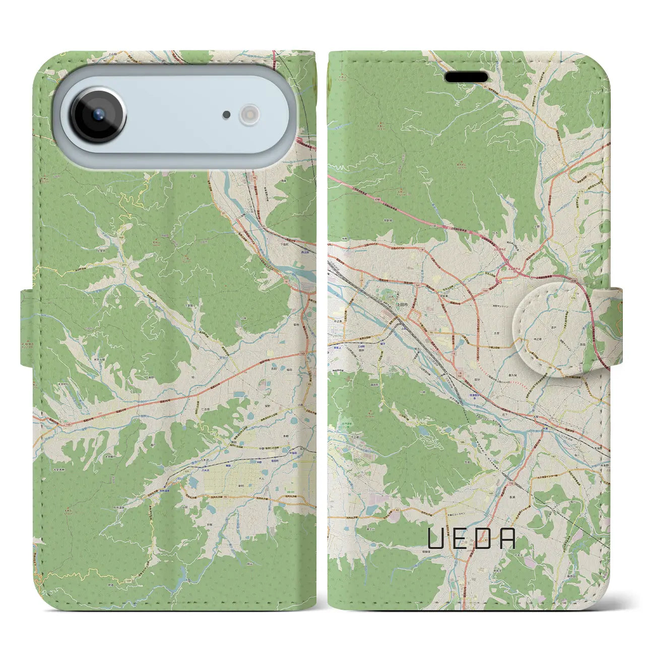 【上田（長野県）】地図柄iPhoneケース（手帳タイプ）