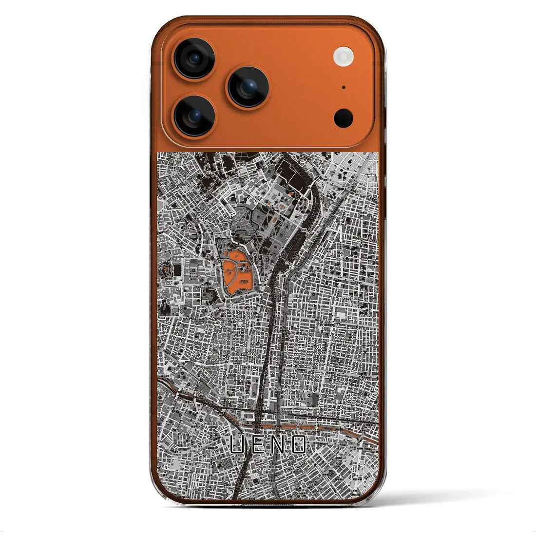 【上野（東京都）】地図柄iPhoneケース（クリアタイプ）モノトーン・iPhone 17 Pro Max 用